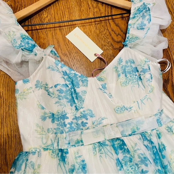 NEW LoveShackFancy Macron Gown Magic Turquoise Floral Gown Size 8 - Picture 4 of 10